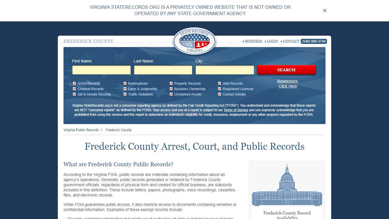 Frederick County Arrest, Court, and Public Records