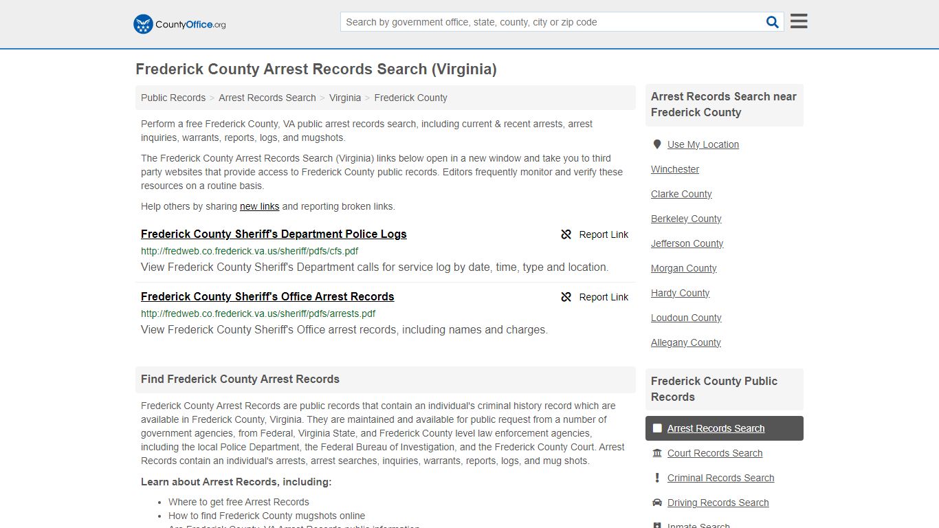 Arrest Records Search - Frederick County, VA (Arrests & Mugshots)